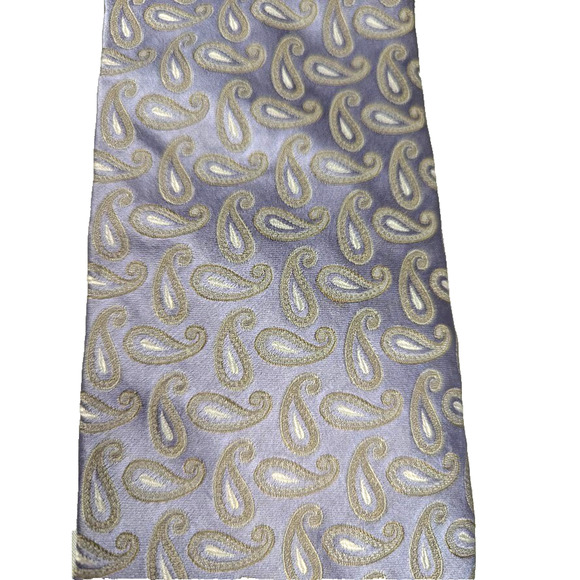 Covington Men's Silk Tie Purple Gold Paisley Necktie Classic Pattern Elegant - Picture 4 of 4